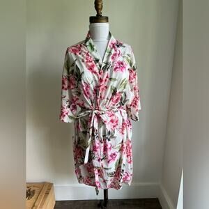 SHOW ME YOUR MUMU PINK FLORAL ROBE SHORT SLEEVE BRIDESMAID ONE SIZE